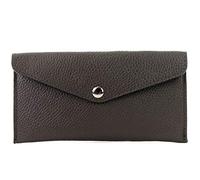 modamoda de - P03 - Portafoglio donna italiano, vera pelle, lungo, Colore:dark Chocolate