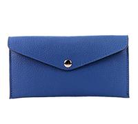 modamoda de - P03 - Portafoglio donna italiano, vera pelle, lungo, Colore:segnale blu