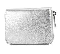 modamoda de - P04 - Portafoglio corto da donna in vera pelle, argento-metallico, S, Elegante