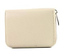 modamoda de - P04 - Portafoglio donna italiano, vera pelle, corto, Colore:Crema Beige