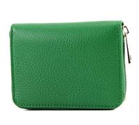 modamoda de - P04 - Portafoglio donna italiano, vera pelle, corto, Colore:Foglia Verde