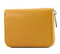 modamoda de - P04 - Portafoglio donna italiano, vera pelle, corto, Colore:Giallo Senape