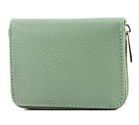 modamoda de - P04 - Portafoglio donna italiano, vera pelle, corto, Colore:Graugrün
