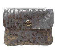 modamoda de P09 WL Portafoglio Donna in Vera Pelle Piccolo 11x1x8 cm Handmade in Italy, Leo Camoscio Grigio/Argento, xs, Moderno