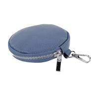modamoda de P10 / P08 - Portafoglio da donna in pelle scamosciata con ciondolo a forma di monete, diametro 11,5 cm, made in Italy, Colore: blu colomba, xs