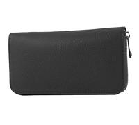 modamoda de - Portafoglio da donna italiano in vera pelle lungo P02 argento, Nero , S