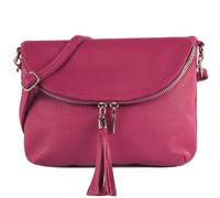 modamoda de - T07LEATHER - Borsa a tracolla piccola in pelle italiana, rosa, S