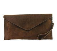 modamoda de - T106 - ital. pochette da sera in pelle scamosciata, cioccolato, s