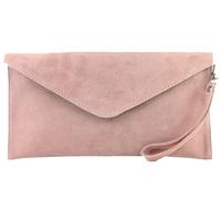 modamoda de - T106 - ital. pochette da sera in pelle scamosciata, Rosa, s