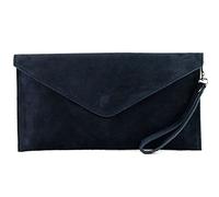 modamoda de T106, pochette, borsa da sera in pelle scamosciata, Blu (Blu scuro), Small