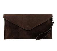 modamoda de T106, pochette, borsa da sera in pelle scamosciata, Marrone (cioccolata fondente), Small