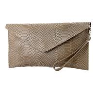 modamoda de - T106S - pochette ital in pelle effetto serpente, marrone terra, S