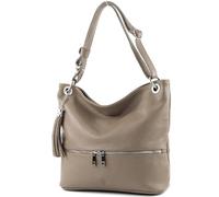 modamoda de - T143 - Borsa a tracolla in pelle, cappuccino, vedi descrizione