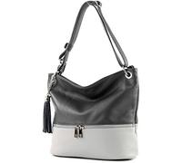modamoda de - T143 - Borsa a tracolla in pelle, grigio scuro/grigio 2021, siehe Beschreibung