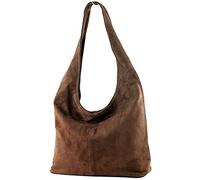 modamoda de T150 Borsa a tracolla da donna Large in camoscio made in Italy, marrone cioccolato, L