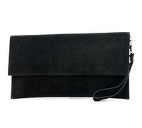 modamoda de T151/M151 - Borsetta italiana tipo pochette, in pelle scamosciata o pelle dall’effetto metallizzato, Nero (Nero ), Small