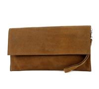 modamoda de T151/M151 - Borsetta italiana tipo pochette, in pelle scamosciata o pelle dall’effetto metallizzato, Marrone (cognac), Small