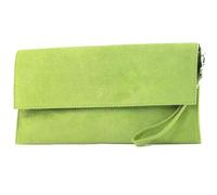 modamoda de - T151/M151 - Pochette in pelle scamosciata/pelle metallizzata, verde chiaro, s