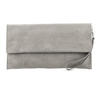 modamoda de - T151/M151 - Pochette italiana in pelle scamosciata/metallizzata, Grigio Tel., Small