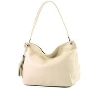 modamoda de - T154 - Borsa a tracolla in pelle, beige crema, M