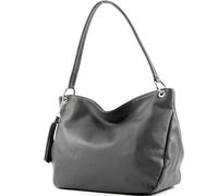 modamoda de - T154 - Borsa a tracolla in pelle, grigio scuro, M