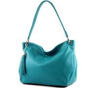 modamoda de - T154 - Borsa a tracolla in pelle, turchese_1, M