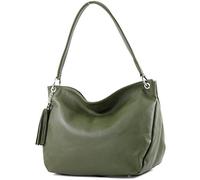 modamoda de - T154 - Borsa a tracolla in pelle, Verde oliva 2021, M