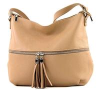 modamoda de T159 - Borsa a tracolla da donna in pelle, misura media, made in Italy, beige., m