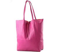 modamoda de - T163 - Ital. Shopper Large con tasca interna in pelle, rosa (B), L