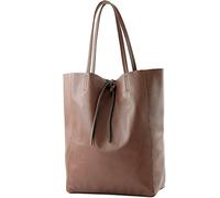 modamoda de T163 Borsa shopper da donna in pelle grande con tasca interna Made in Italy, marrone 2021, L