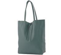 modamoda de T163 Borsa shopper da donna in pelle grande con tasca interna Made in Italy, Colore: blu colomba, L