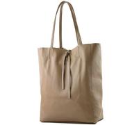modamoda de T163 Borsa shopper da donna in pelle grande con tasca interna Made in Italy, grigio beige 2021, L