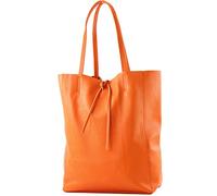 modamoda de - T163 - Ital - Borsa shopper grande con tasca interna in pelle, Colore: arancione., Large