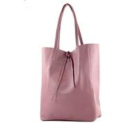 modamoda de - T163 - Ital - Borsa shopper grande con tasca interna in pelle, rosa antico, Large
