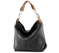 modamoda de T168 - Borsa a tracolla in pelle, Nero/Cognac., Medium