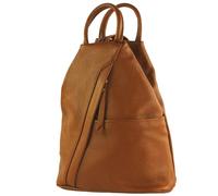 modamoda de - T180 - ital Borsa da donna zaino in nappa, Colore:Cognac