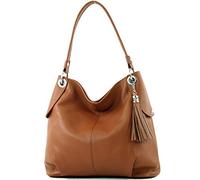 modamoda de - T185 - ital. Borsa a tracolla in pelle da donna, Colore:Cognac