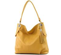 modamoda de - T185 - ital. Borsa a tracolla in pelle da donna, Colore:Giallo Senape
