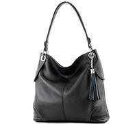 modamoda de - T185 - ital. Borsa a tracolla in pelle da donna, Colore:Nero