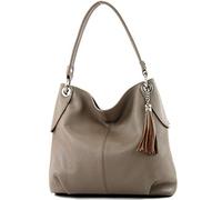 modamoda de - T185 - ital. Borsa a tracolla in pelle da donna, Colore:taupe