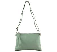 modamoda de - T186 - Pochette italiana in pelle con tracolla media, Colore:Graugrün