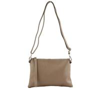 modamoda de - T186 - Pochette italiana in pelle con tracolla media, Colore:Marrone Chiaro