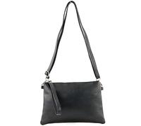 modamoda de - T186 - Pochette italiana in pelle con tracolla media, Colore:Nero
