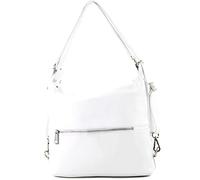 modamoda de - T189 - ital. Borsa da donna a tracolla 2in1 in pelle, Colore:Bianco