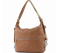 modamoda de - T189 - ital. Borsa da donna a tracolla 2in1 in pelle, Colore:Cognac