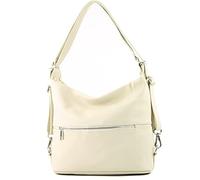 modamoda de - T189 - ital. Borsa da donna a tracolla 2in1 in pelle, Colore:Crema2
