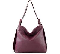 modamoda de - T192 - ital. Zaino da donna 2in1 in pelle, Colore:Bordeaux viola