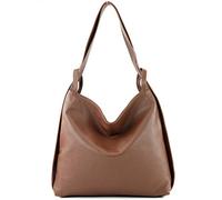 modamoda de - T192 - ital. Zaino da donna 2in1 in pelle, Colore:cioccolato Brown