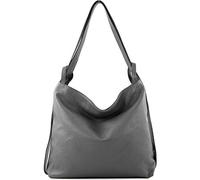 modamoda de - T192 - ital. Zaino da donna 2in1 in pelle, Colore:Grigio Tenda