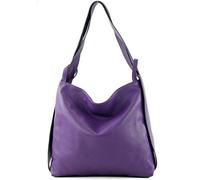 modamoda de - T192 - ital. Zaino da donna 2in1 in pelle, Colore:porpora
